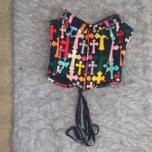 CUSTOM CHROME CROSS OVERBOOB CORSET